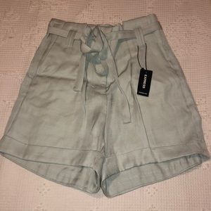 Express mint green paper bag shorts
